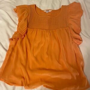 Orange Ruffle Sleeve Blouse